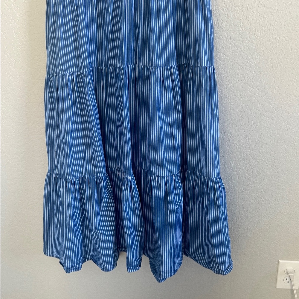 Mille Victoria Dress Tiered Ruffled Maxi In Harbor Stripe. Size M - Picture 7 of 14